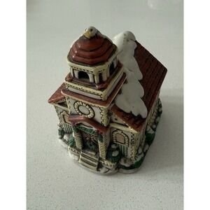 Vtg‎ 1986 Lefton Hand-Painted Porcelain Church  Antiqued Music Box Amazing Grace